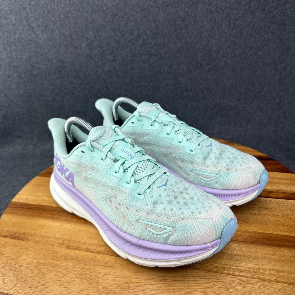 Hoka Clifton 9 Womens Running Shoes Sz 9.5B Sunlit Ocean Lilac Mist 1127896 - Picture 3 of 13